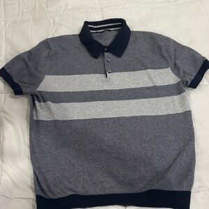 Banana Republic Men's Polo Shirt - Navy and Gray